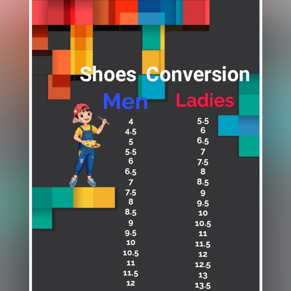 Ladies Please Check This Before Making Your Order Or Ask Me. Chart Men To Women - Picture 1 of 2